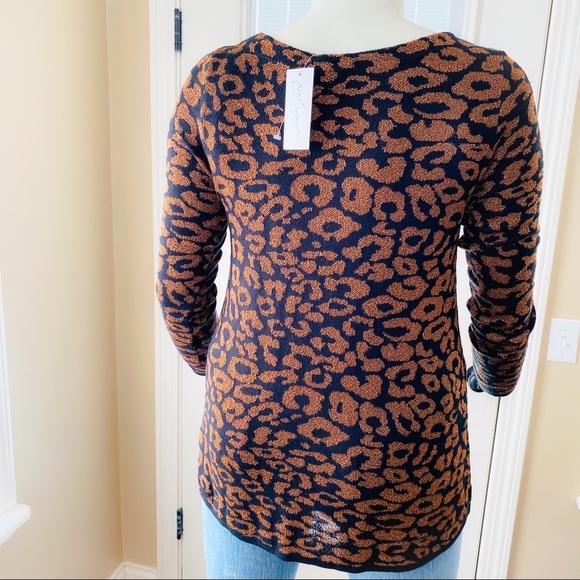 NY Co Black & Copper Animal Print Sweater runs small. Will list it as medium. - Picture 6 of 8